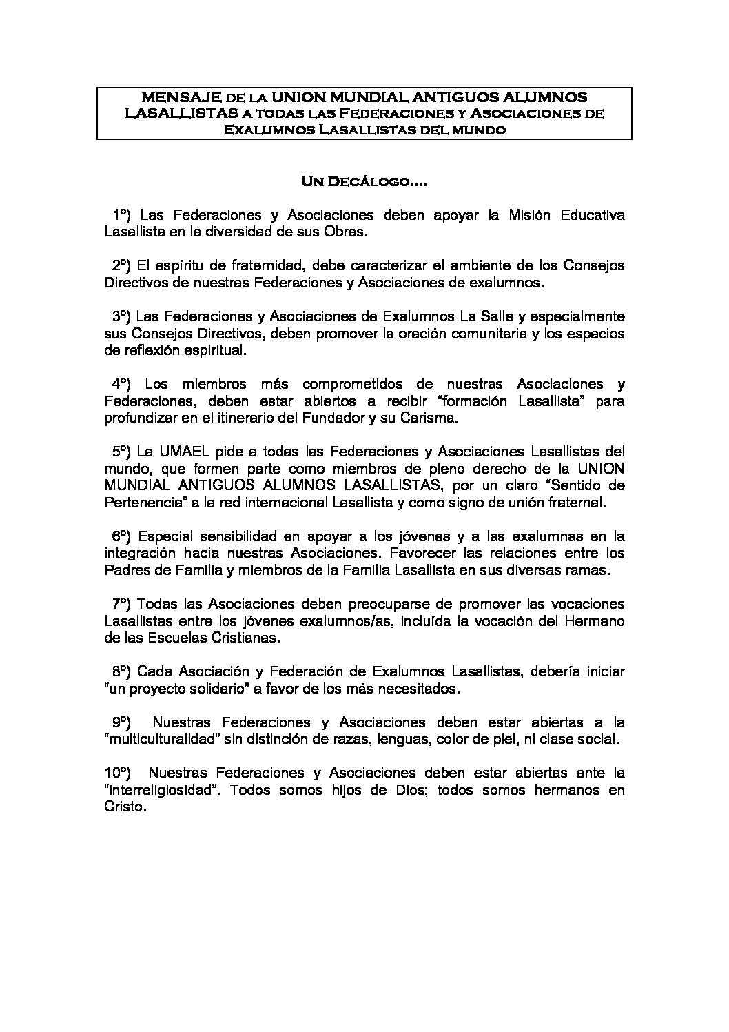 Decalogo de la UMAEL