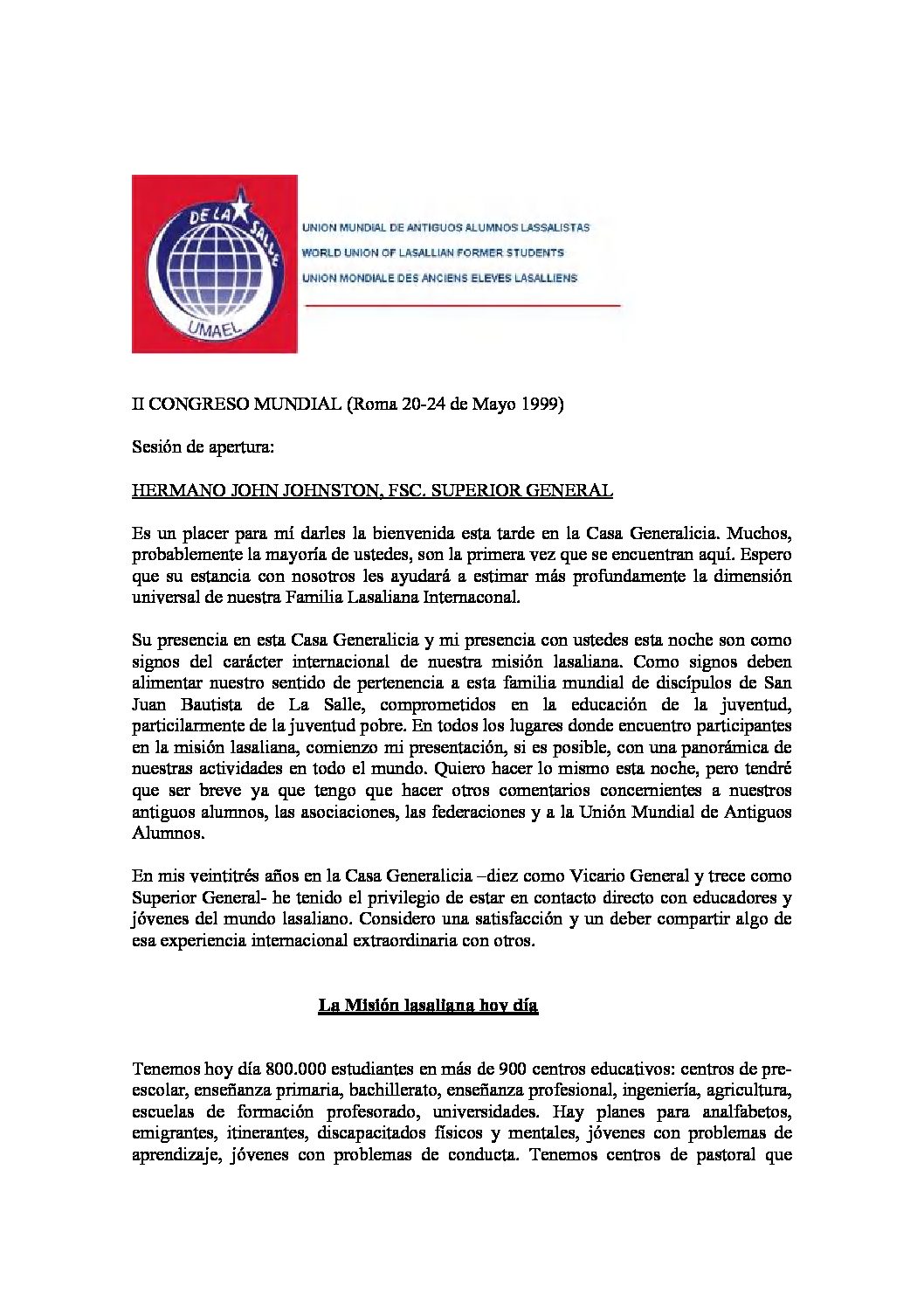 La misión lasaliana hoy