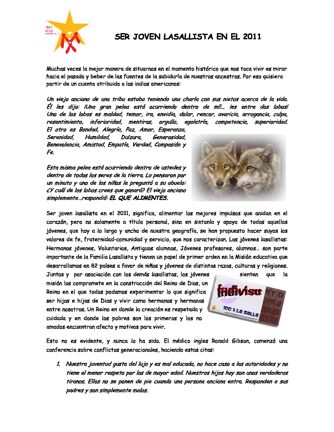 Ser joven lasallista en el 2011